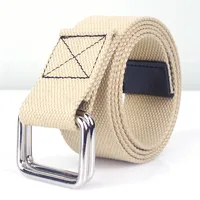 Unisex Canvas Tactical Belts Lengthened D Ring Double Buckle Men Designer Belt Women Punk Korean Casual Solid Knitted Jean Belts