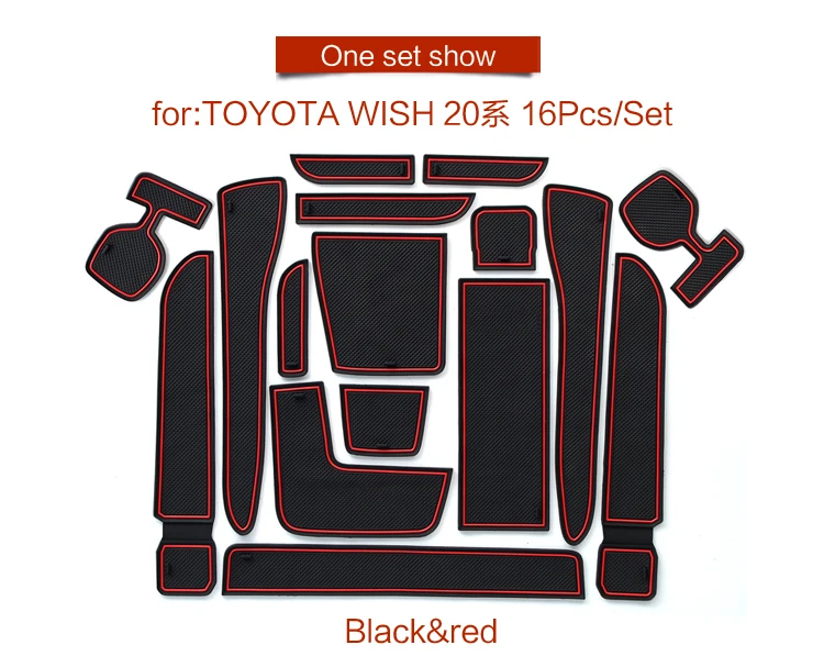 Противоскользящий коврик для TOYOTA Wish 20 A серия аксессуаров ворота слот подставка анти-Грязная дверь паз коврик автомобильный интерьер гелевая накладка Резина - Название цвета: Wish 20 series Red