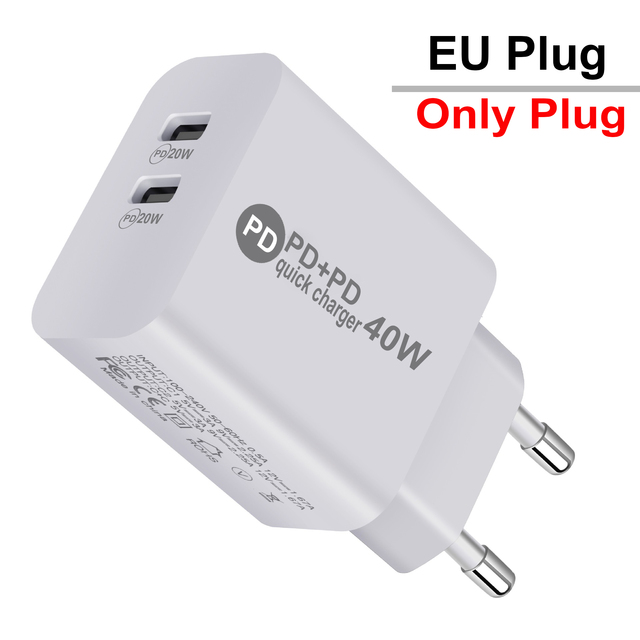 type-c Ports US/EU Plug Wall Charger Adapter Double 2-Port For Samsung iPhone13 12 11 for Xiaomi Smart Mobile Phone