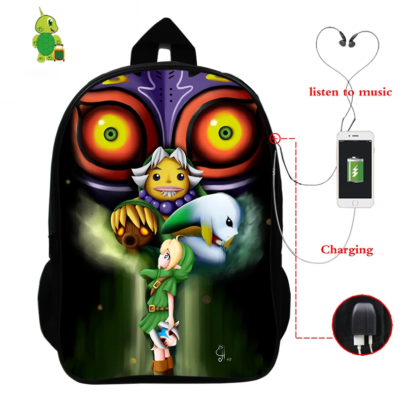 Mochila легенда о Зельде рюкзак аниме школьные сумки для подростков USB зарядка ноутбук рюкзак мужской рюкзак женский дорожный сумки - Цвет: 14
