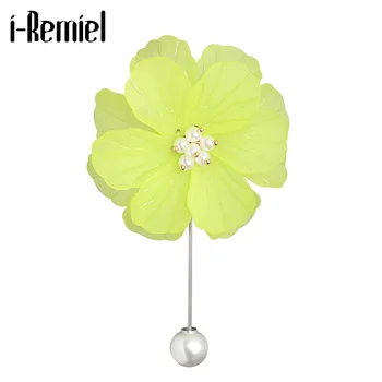 

2020 New Flower Crystal Brooch Pin Long Needle Lapel Pins Scarf Buckle Cardigan Sweater Brooches Gifts for Women Accessories