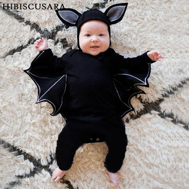 Bat Baby Infant Cotton Rompers Halloween Toddler Kids Adorable Animal Clothes Jumpsuit Hallowmas Costumes With Hat 1