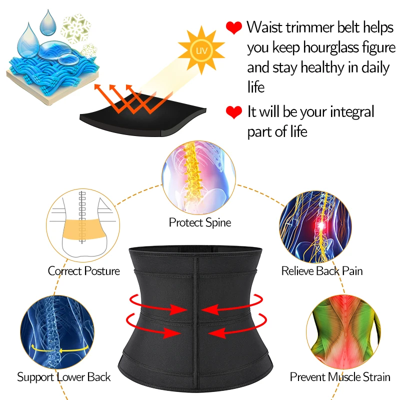Women&Men Waist Trainer Belt Tummy Control Workout Waist Sauna Sweat Girdle Sport Waist Trimmer Slim Belly Band Slim Fat Burn