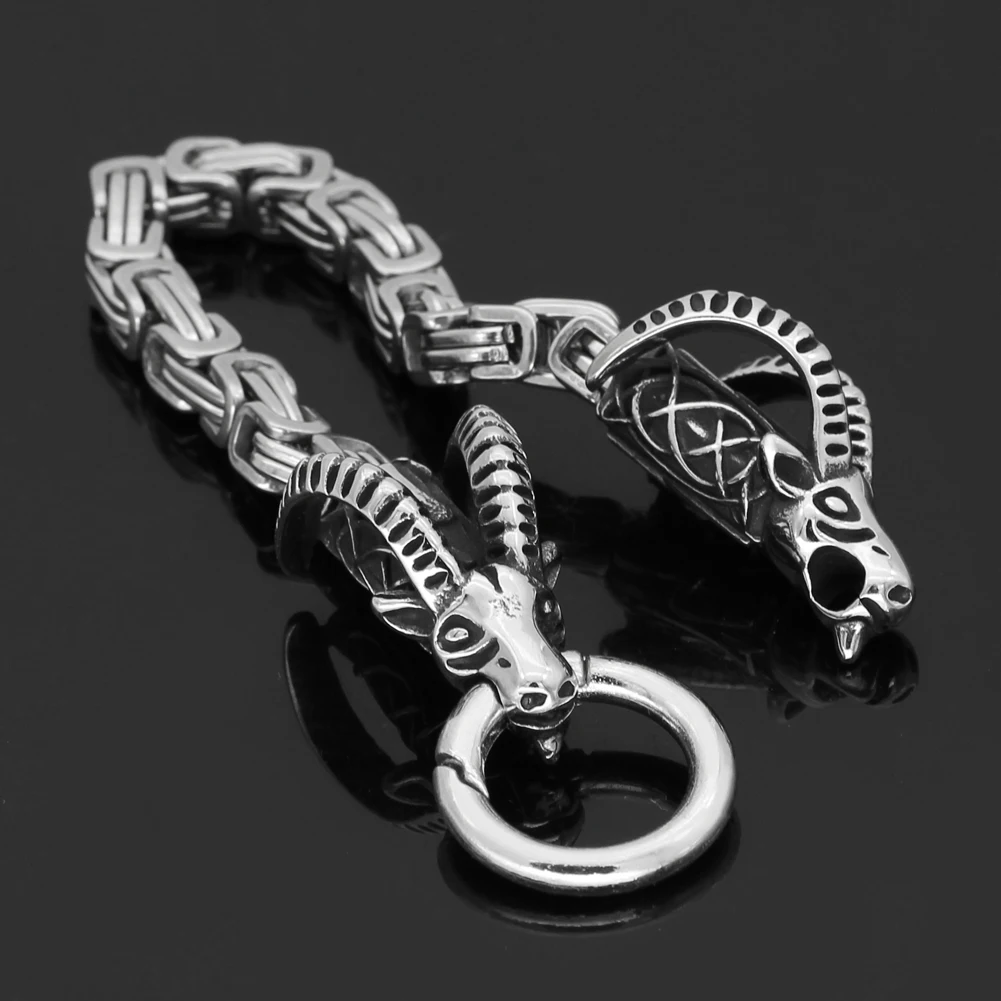Норвежский викинг Тор козья Руна king chain браслет-амулет для мужчин из нержавеющей стали 17-25 см