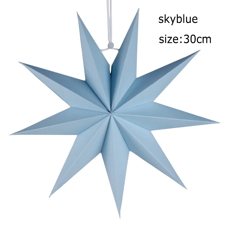 9 angles 30cm blue 1 шт. 60 см Большой DIY семь углов бумажные звезды рождественские украшения для дома висящий Рождественский фонарь оконный камин декор комнаты - Цвет: 9 angles 30cm blue