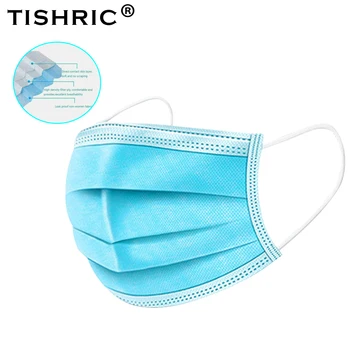 

200pcs TISHRIC Disposable Mask Aerial Droplets Saliva Particulate Pollution Respirator Dust Mask Filter Protective Face Masks