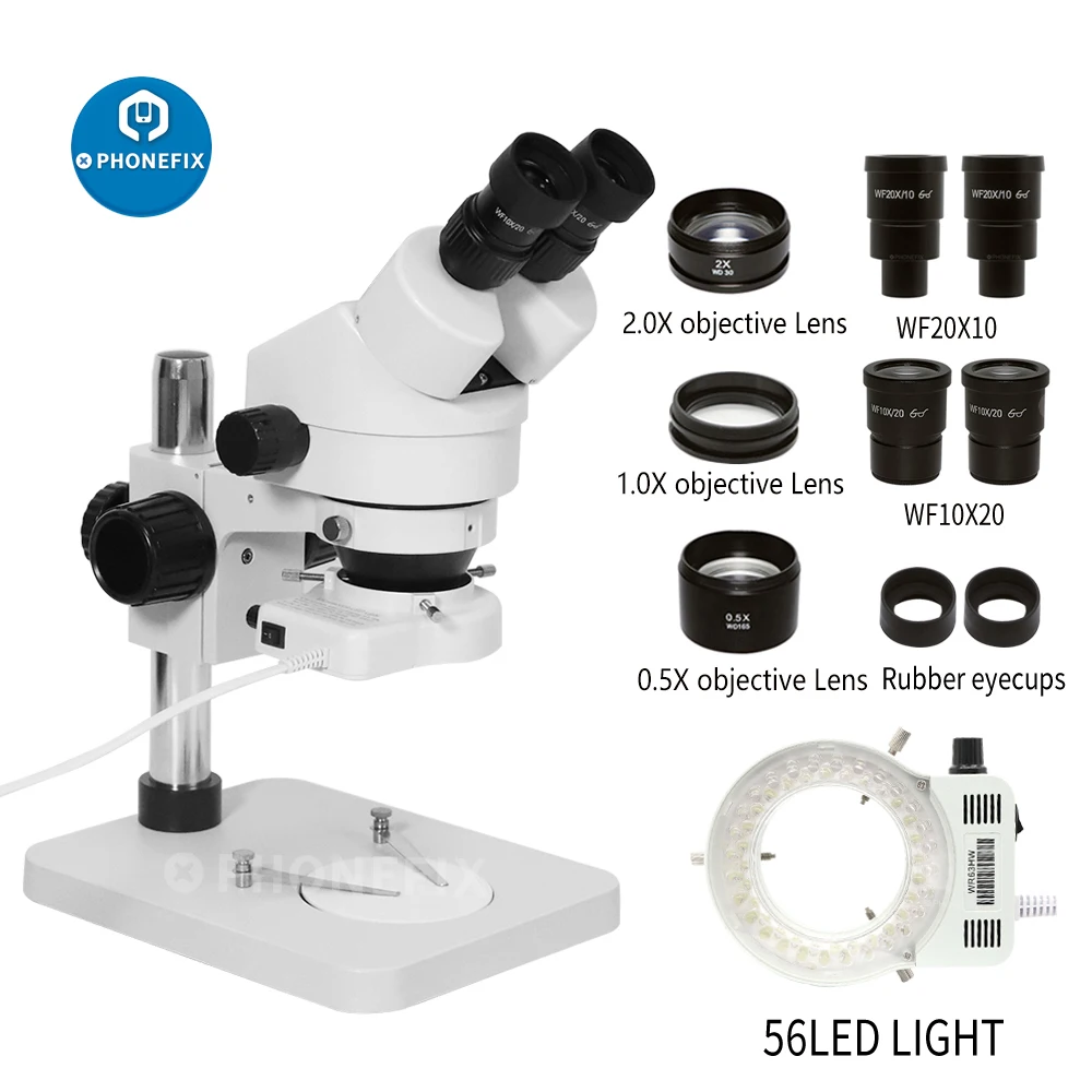 3.5x180x 7x45x Continuous Zoom Binocular Stereo Microscope 0.5x 2x