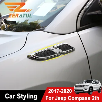 

Zeratul for Jeep Compass 2017 - 2020 2Pcs/Set Car Chrome Side Emblem Decoration Trim Sticker Hood Inlet Stickers Accessories
