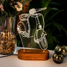 Классический скутер мотоцикл разработан 3D светодиодные лампы украшения дома и офиса Декор подарок