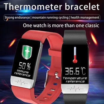 

T1 Smart Watch Thermometer Bracelet Body Temperature Measurement Heart Rate Smart Wristbands Waterproof Watch Fitness Tracke