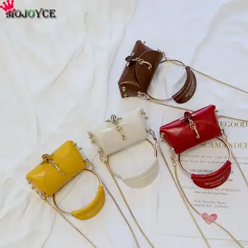 

PU Leather Women Mini Tote Bags Elegant Lady Chain Solid Color Shoulder Messenger Handbag Purse With Arrows Heart Buckle Pendant