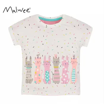 

MISS HAIWO 2020 New Summer Baby Kids girl Short Sleeve O-neck tShirt Printing Six cartoon Rabbit Tee Tops for 1-7 years Girl