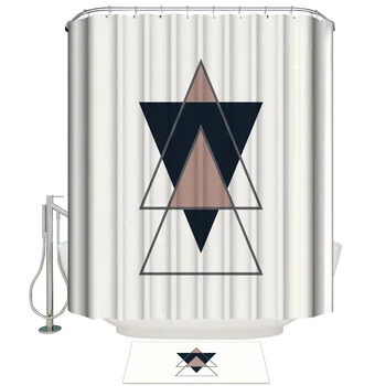 

Geometric Triangular Pattern Shower Curtain Set Waterproof Fabric