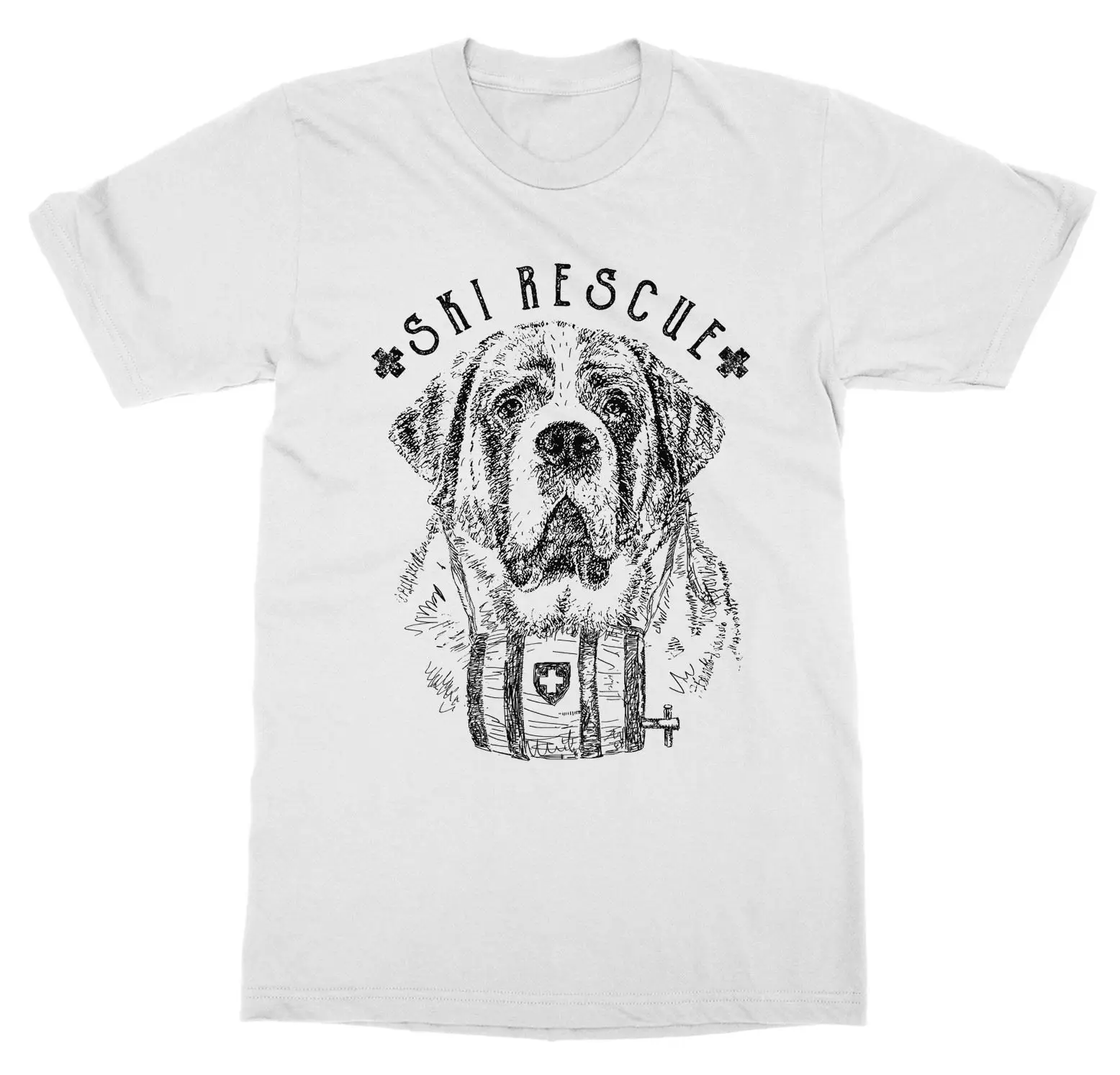 Male Best Selling T Shirt Skiner Rescue T-Shirt Powder Alpine Snow Cross Country Piste Slope St Bernard Dog Summer Tee |