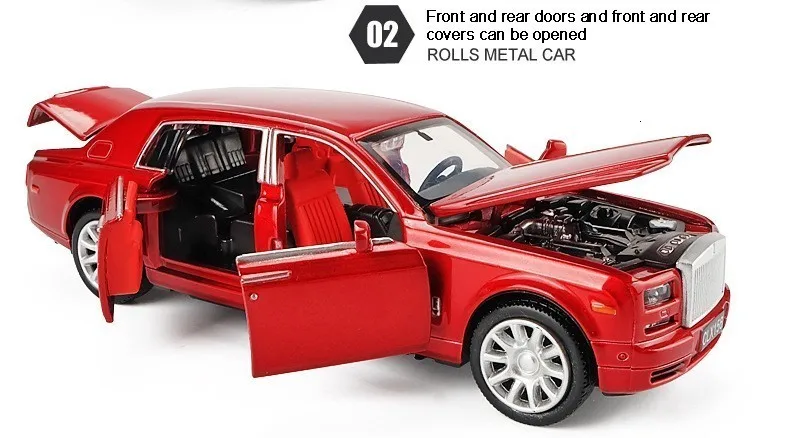 1/36 Rolls Royce Phantom литая под давлением Модель автомобиля игрушки металлический автомобиль Игрушечная модель автомобиля черная удлиненная коллекция лимузина 6 дверей