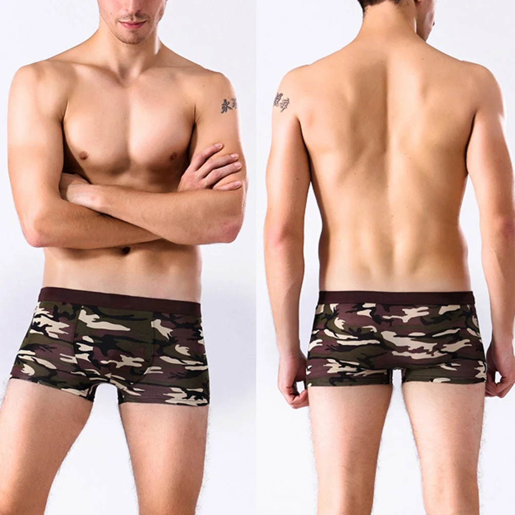 Ropa interior hombre, 4 шт., мужские камуфляжные хлопковые шорты, бесшовное дышащее нижнее белье, мягкие трусы, трусы, шорты