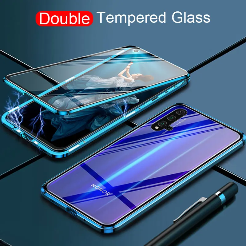

For Huawei Honor 20S Case Double-Sided Magnetic Adsorption Tempered Glass Phone Case for Honor 20 Pro 20 S V20 Metal Back Cover