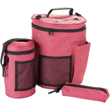 

Woven Tote Bag Set 3-Piece Large Woven Crochet Bag for Storing Yarn, Easy-To-Carry Woven Bag for Crochet with Pockets