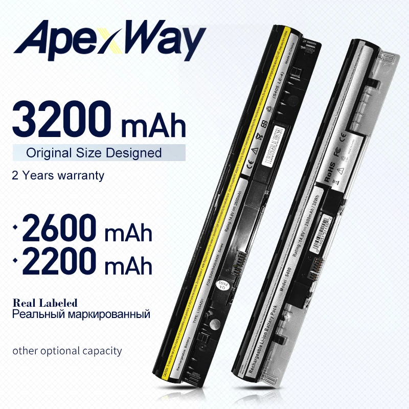 ApexWay 4 cells Black Battery For Lenovo IdeaPad S300 S310 S400 S400u S405 S410 S415 4ICR17/65 L12S4L01 L12S4Z01 | Компьютеры и офис
