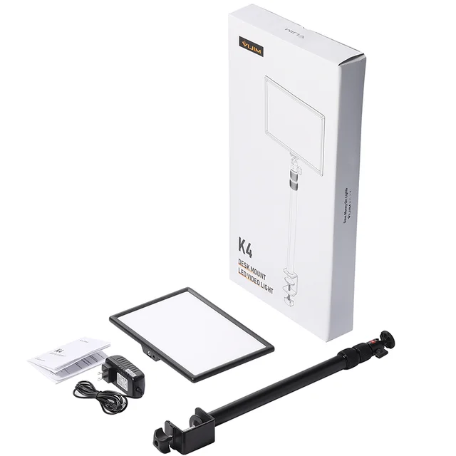 VIJIM K4 Flat Pannel Light US EU Plug LED Video Light with Desk Light Stand  Dimmable Panel Lighting Photo Studio Live US Plug