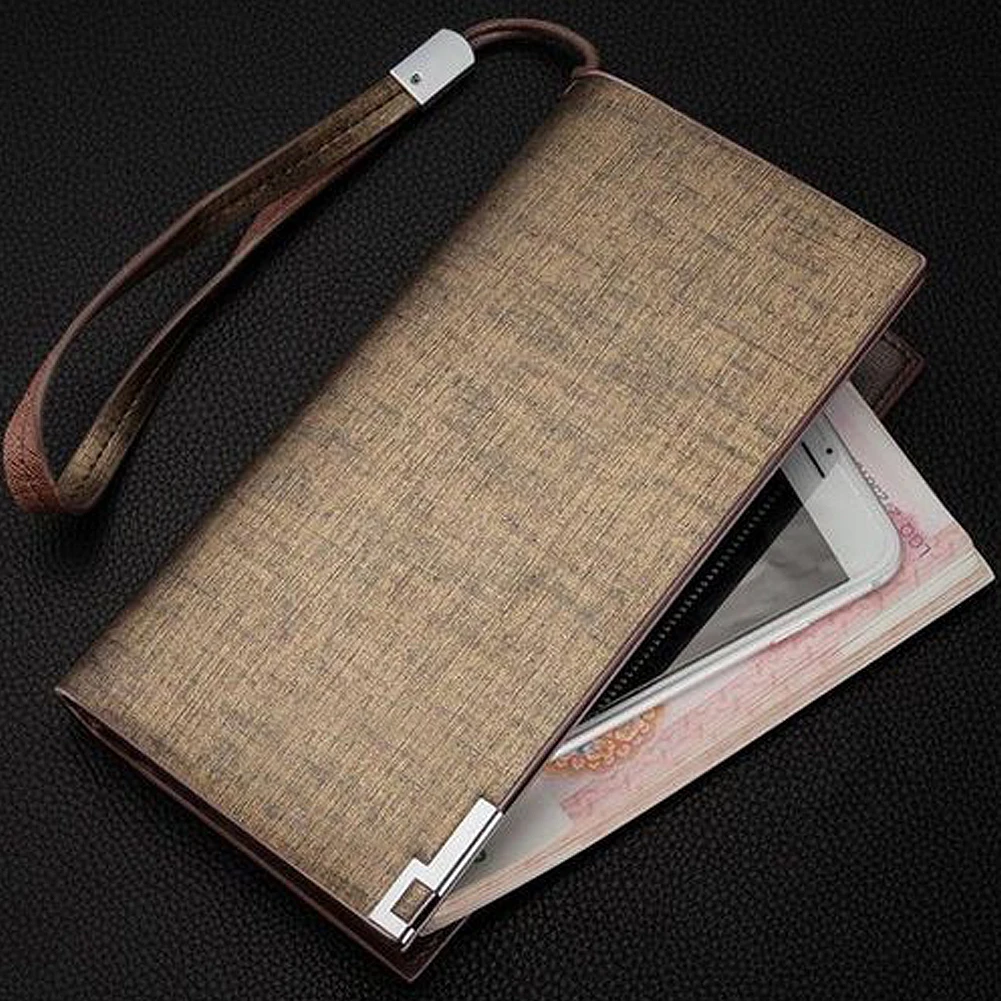Мужской кожаный бумажник двойной ID держатель для карт кошелек с чековой книжкой длинный клатч, бумажник p