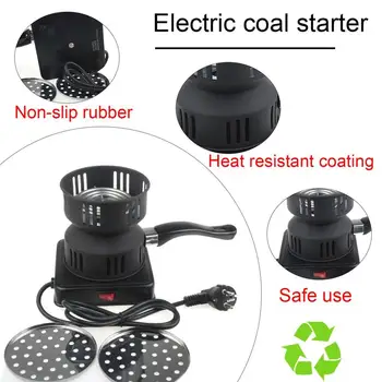 

600W Metal Electric Charcoal Burner Including Removable Tray + Tongs Thickened Charcoal Stove for Household Use