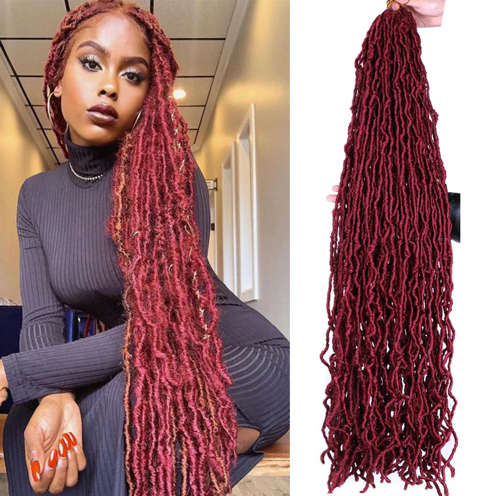 Belle Show Nu Faux Locs Crochet Hair 36 Inch Long Soft Faux Locs Hook Braids Curly Dreadlock Braiding Hair Extensions Afro Curls