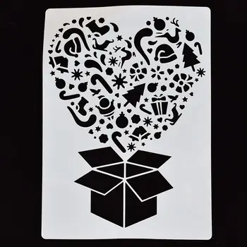 

1PC Christmas House heart Shaped Reusable Stencil Airbrush Painting Art DIY Home Decor Scrap booking Album Crafts