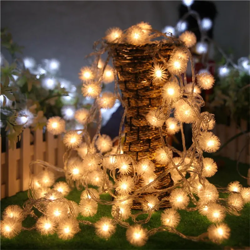 Сказочный светильник s 10 м 80LED, светильник-гирлянда, батарея, Одуванчик, волокно, Рождественская сказка, украшение для свадебной вечеринки, светильник-гирлянда s