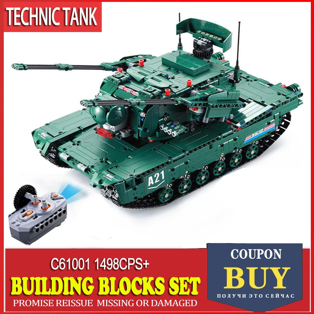 

Cada Technic Tank 1498CPS RC Military M1A2 Model Building Blocks Bricks toys RC Car Compatible Legoing WW2 train For Kids