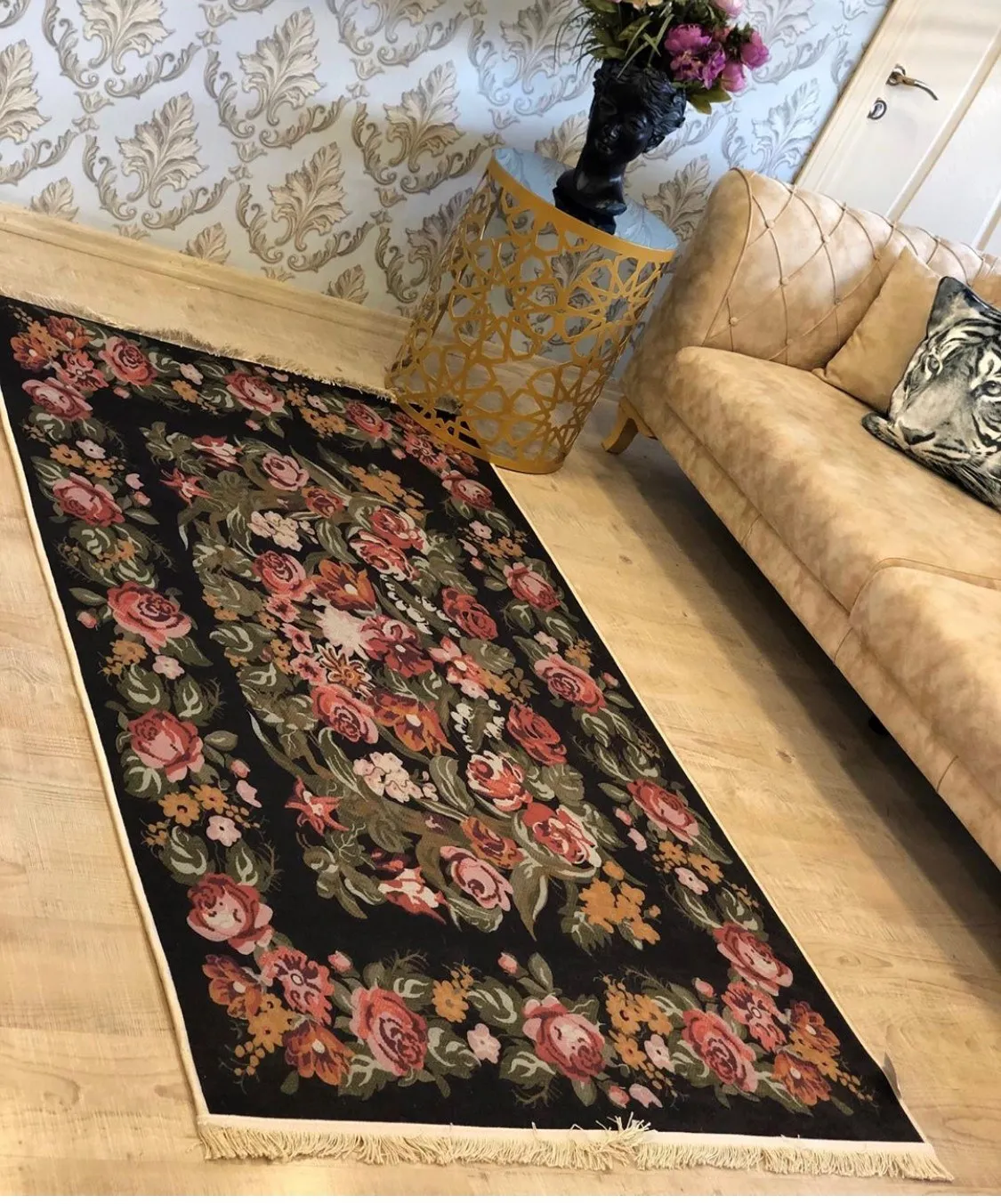 

Black Gray Silk View Non-slip Base Latex carpet design modern home Carpet English Carpet Cheap Carpet Easy clean Made in turkey