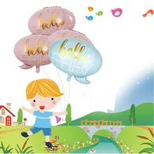 Стиль hello baby, окно, алюминиевая пленка, воздушный шар, детский день рождения, вечеринка, детский банкет, украшение, воздушный шар из фольги