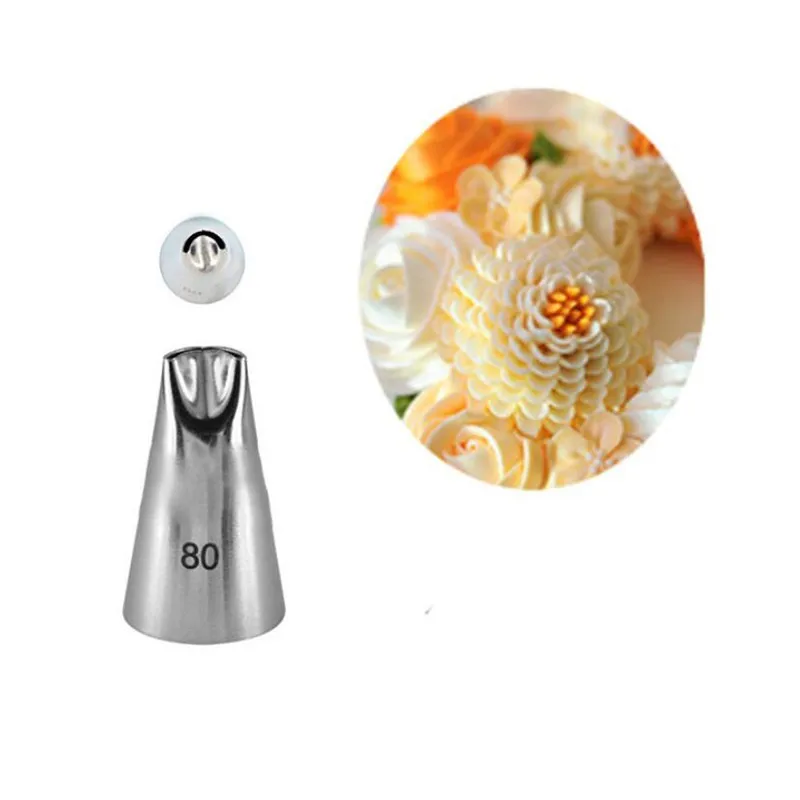 Chikanb 5 pièces en Acier Inoxydable Buses de tuyauterie Ensemble de Conseils, Pétale de Rose Douilles Pâtisserie, Décoration de Gâteau Cuisine Outil Accessoires pour l'anniversaire, Argent