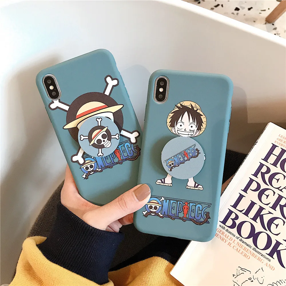 Cute Cartoon Phone stand One piece Case For Huawei nova mate 3 4 p10 p20 p30 pro honor 9 10 8x play Luffy Skull soft TPU Cover |