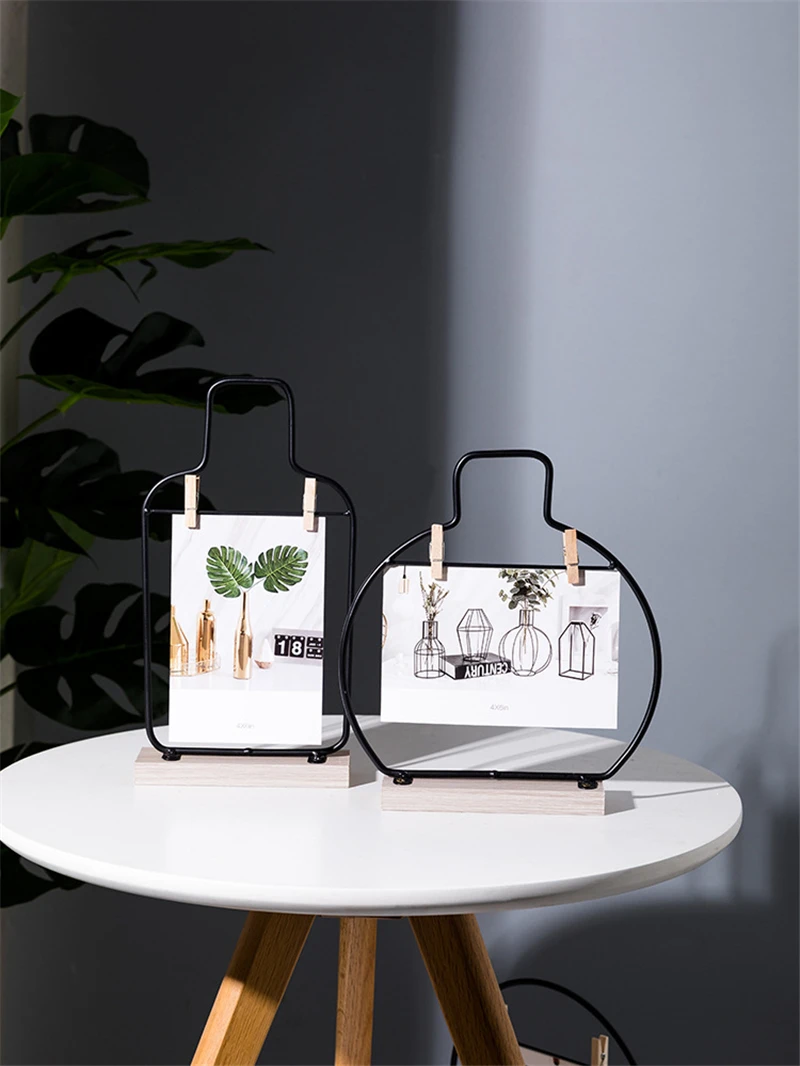 Скандинавские 6 дюймов фоторамки зажимы креативные DIY ручной работы настольные украшения многофункциональные фотографии сертификат дисплей платформа