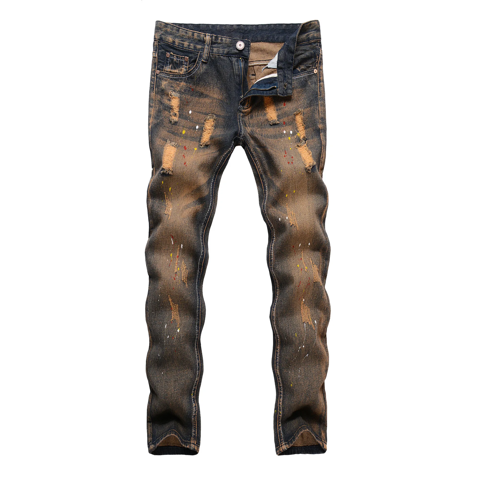 

Holes Jeans Man Self-cultivation Trousers Men's Leisure Time Pants Men's Trend Bound Feet Pants