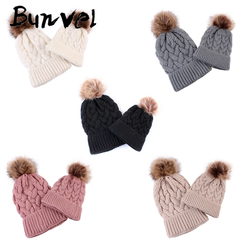 Bunvel Mommy and me Beanie, детская шапка, шапка для маленьких мальчиков, одежда для женщин и мужчин, вязаные теплые зимние шапки для детей, шапка для всей семьи 35