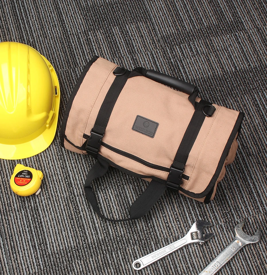 tool box chest Wessleco Large Canvas Roll Up Tool Bag With Shoulder Strap Multifunction Electrician Tool Storage Bag Portable Tool Shoulder Bag best tool backpack