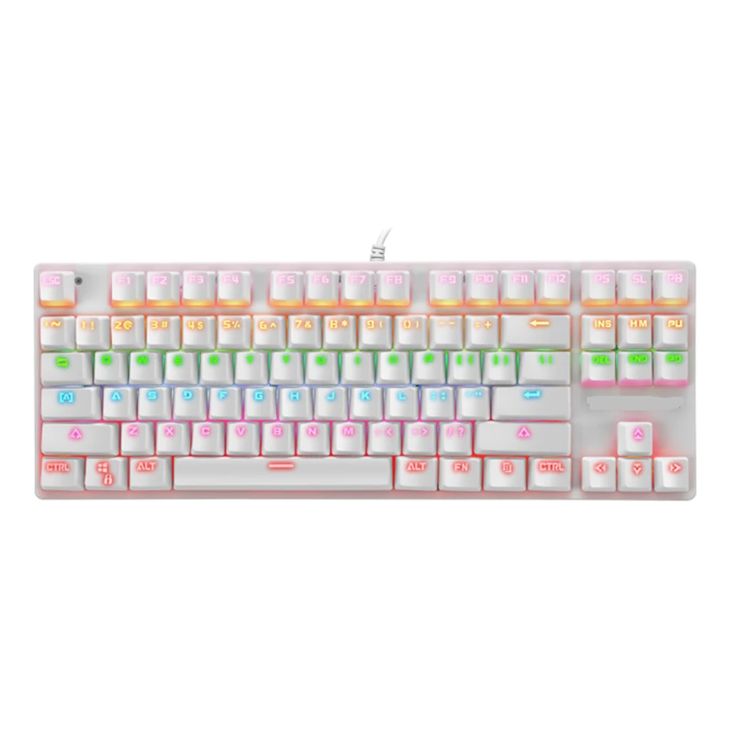 Mechanical Gaming Keyboard, RGB LED Rainbow Backlit Wired Keyboard for Windows Gaming PC (87 Keys)