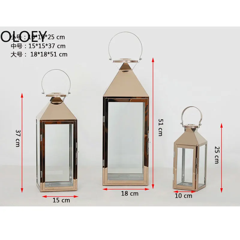 Tall Rose Gold Candle Holders Iron Lantern Candlestick Outdoor Silver Stainless Steel Romantic Wind Lamp Crystal Candelabra 2020 - Image 3