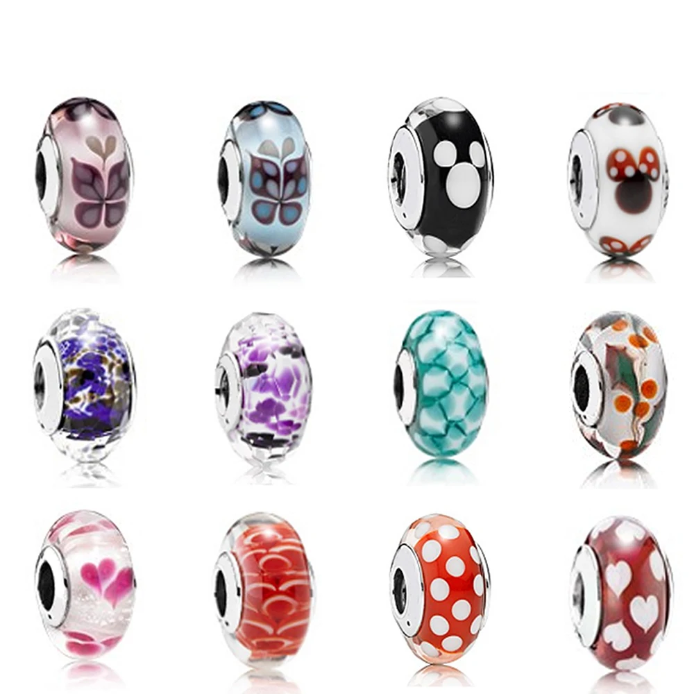 

2019 Fashion S925 Sterling Silver Sparkling Murano Glass Beads Stringing, Suitable For Diy Bracelet Christmas