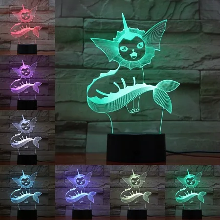 C Eevee 3D разноцветная лампа Покемон прекрасный Ночной свет дома Новинка Декор фантастический день рождения праздник новогодние подарки для детей - Испускаемый цвет: C