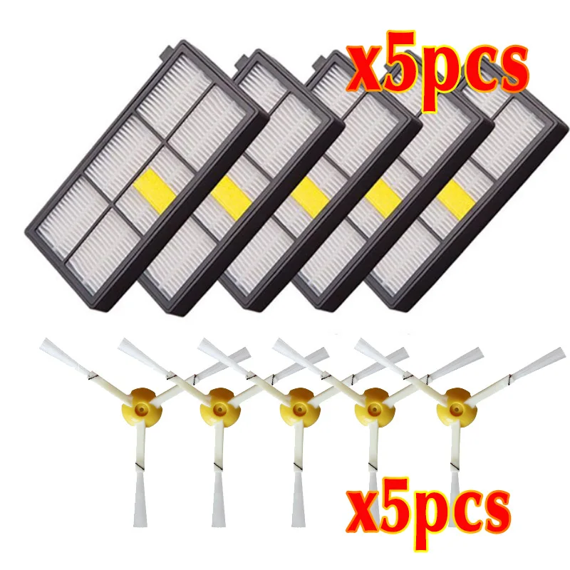 5 filter-5 sidebrush HEPA фильтры щетки запасные части комплект для iRobot Roomba 980 990 900 896 886 870 865 866 800 набор аксессуаров - Цвет: 5 filter-5 sidebrush