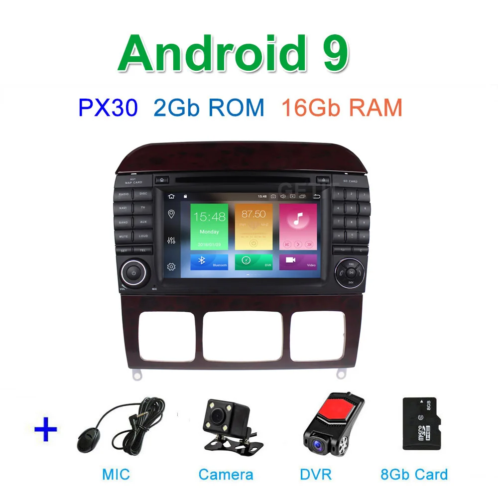PX30 CAM DVR SD PX6 Автомобильный DVD стерео Мультимедиа Радио Android 9 для Mercedes Benz S класс W215 W220 S320 S400 S420 S430 S280 S350 - Цвет: PX30 CAM DVR SD
