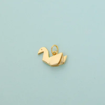 duck gold 925 Серебряное складное ожерелье оригами в виде сердца, бумажное ожерелье с уткой, динозавр, слон для детей, девочек, женщин, забавное ожерелье - Окраска металла: duck gold