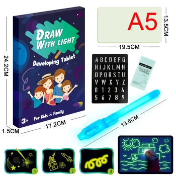 

Draw With Light Fun Fluorescent Painting Board Children's Glowing Magic Graffiti WordPad 3D Luminous Plate