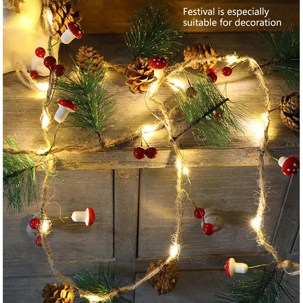 

Christmas Led String Lights Pine Needles Pine Cone Bells Decoration Lights Christmas Decoration New Year Party Wedding Decor