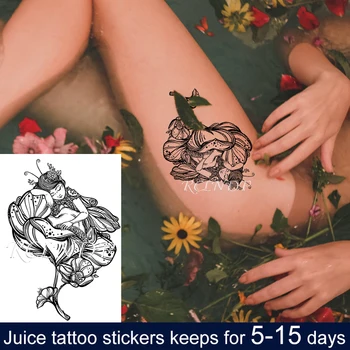 

Waterproof Temporary Juice ink Tattoo Sticker Nice Girl Flower Fairy Wings Fruit Gel Long lasting tatto Art for Men Women girl