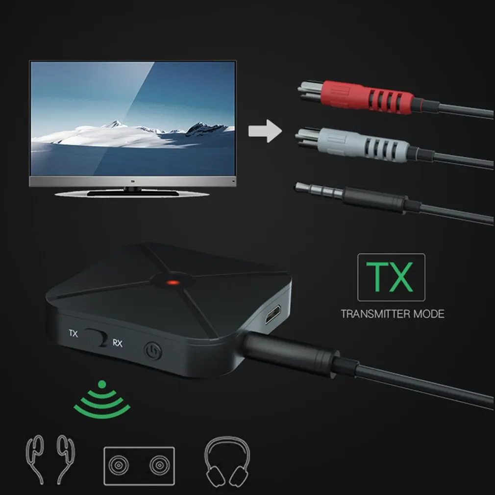 KN319 Bluetooth 5.0 Receiver Transmitter Audio Music Stereo Wireless Adapter Rca 3.5Mm Aux Jack For Speaker TV Car PC Headphones