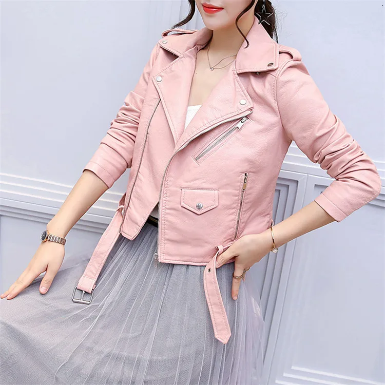 Осенняя женская короткая куртка из искусственной мягкой кожи Veste Femme на молнии, мотоциклетная Женская уличная куртка из искусственной кожи, пальто для женщин, большие размеры